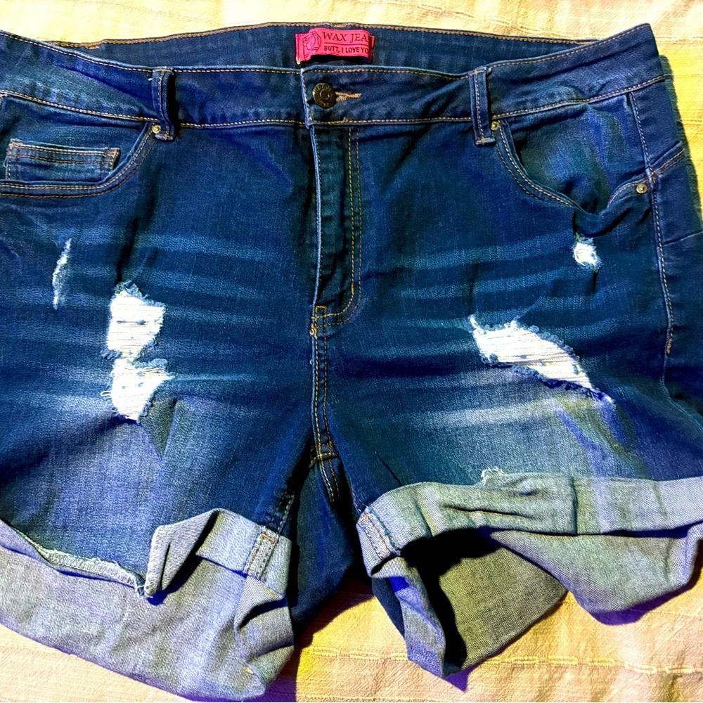 WAX JEANS- Women's Distressed Denim Shorts